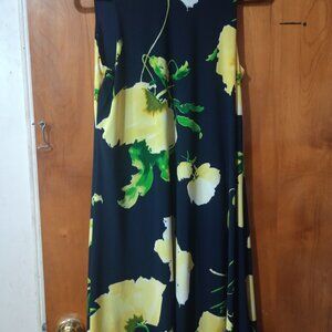 Anne Klein Navy & Yellow Floral Mini Dress